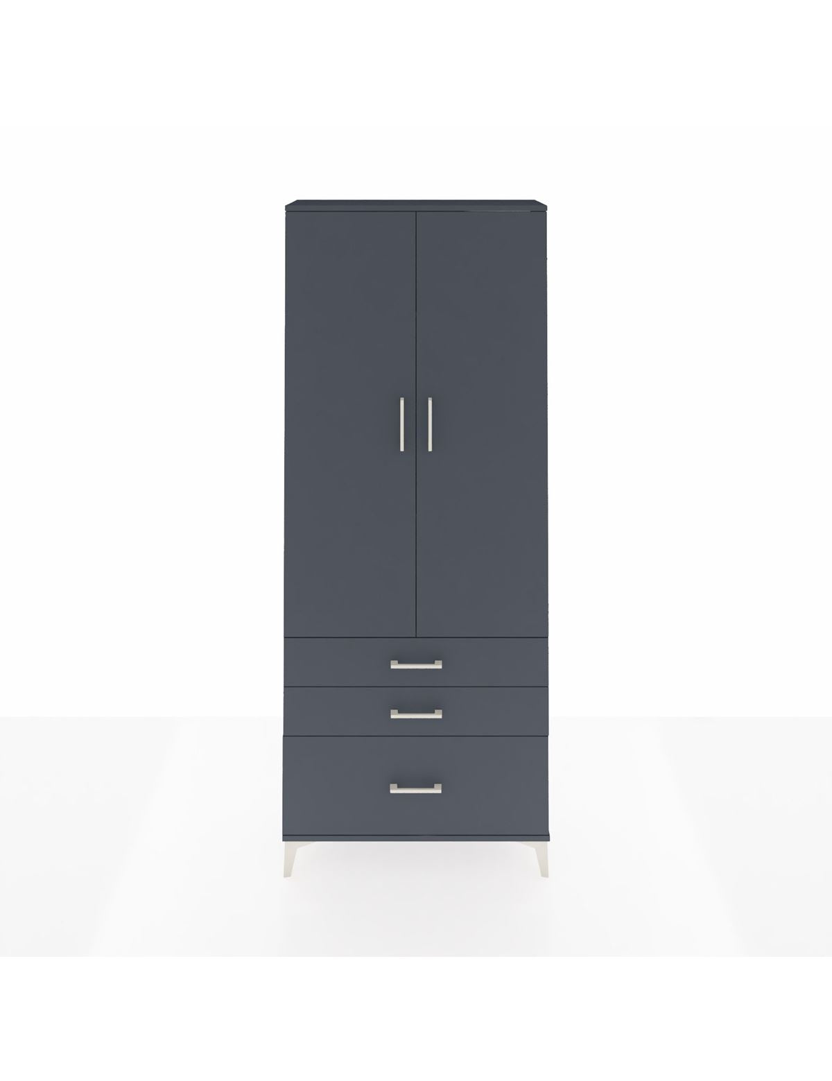 Arges Dolap 3 Raflı 3 Çekmeceli 2 Kapaklı 88x30x221 Antrasit-Antrasit