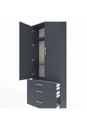 Arges Dolap 3 Raflı 3 Çekmeceli 2 Kapaklı 88x30x221 Antrasit-Antrasit