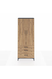 Arges Dolap 3 Raflı 3 Çekmeceli 2 Kapaklı 88x30x221 Antrasit-Çam