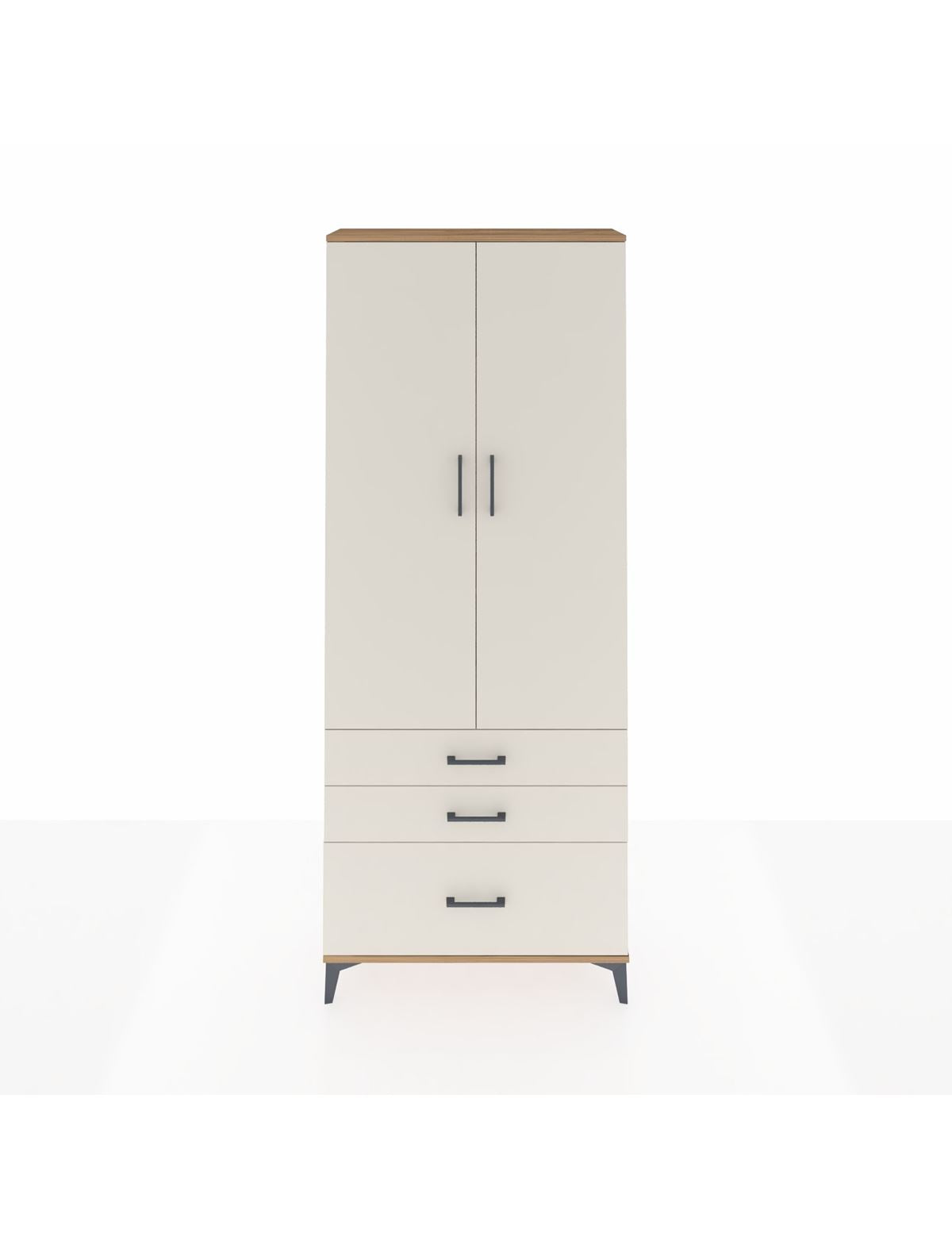 Arges Dolap 3 Raflı 3 Çekmeceli 2 Kapaklı 88x30x221 Çam-Aytaşı