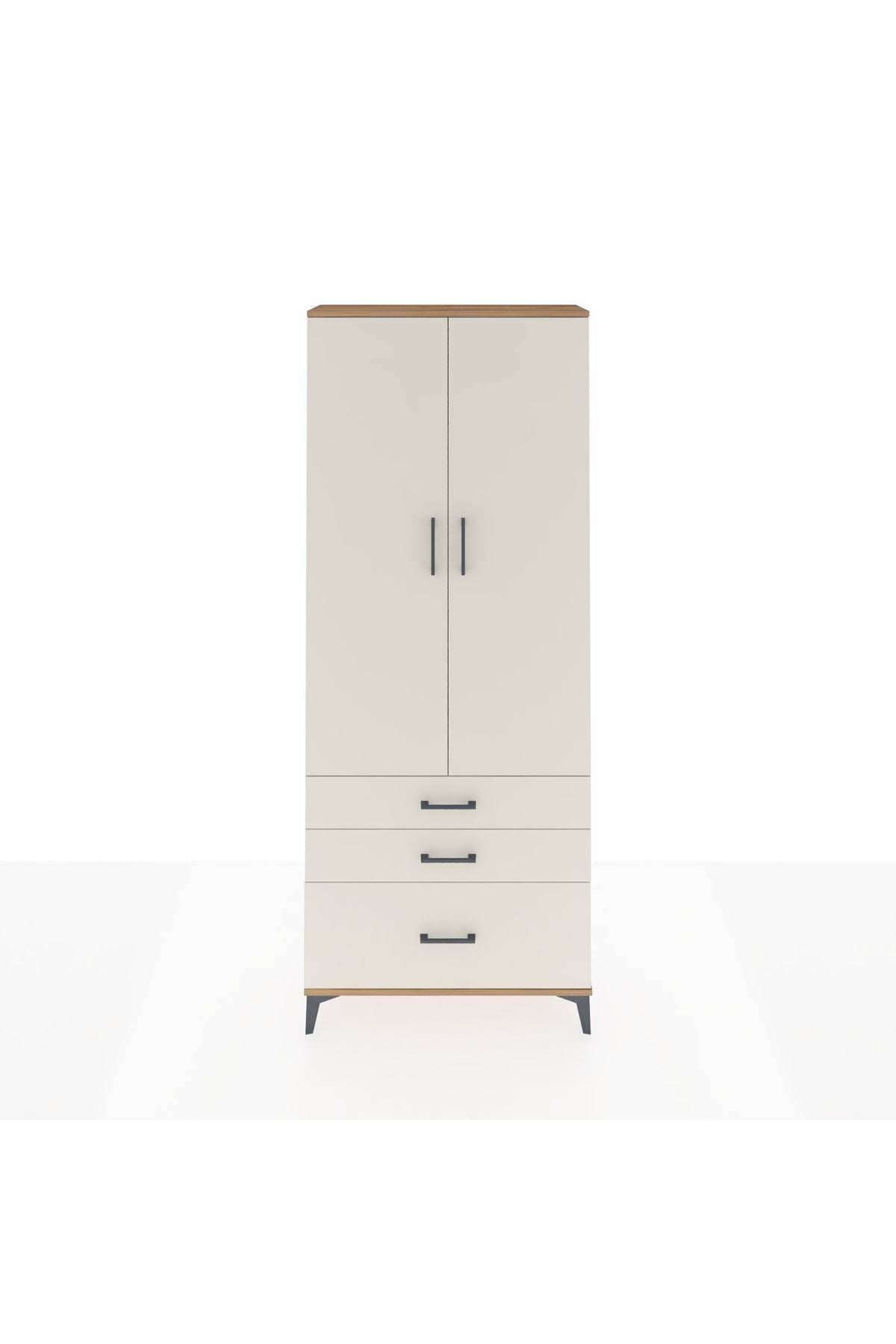 Arges Dolap 3 Raflı 3 Çekmeceli 2 Kapaklı 88x30x221 Çam-Aytaşı