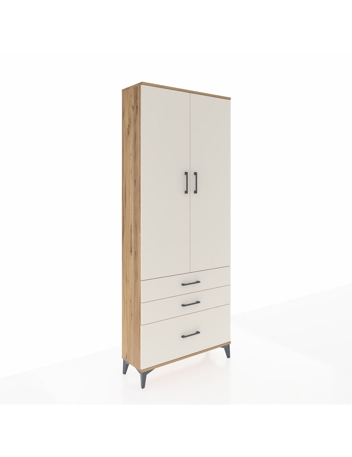 Arges Dolap 3 Raflı 3 Çekmeceli 2 Kapaklı 88x30x221 Çam-Aytaşı