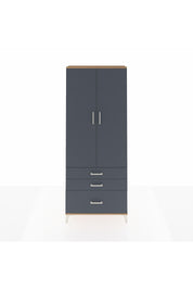 Arges Dolap 3 Raflı 3 Çekmeceli 2 Kapaklı 88x30x221 Çam-Antrasit