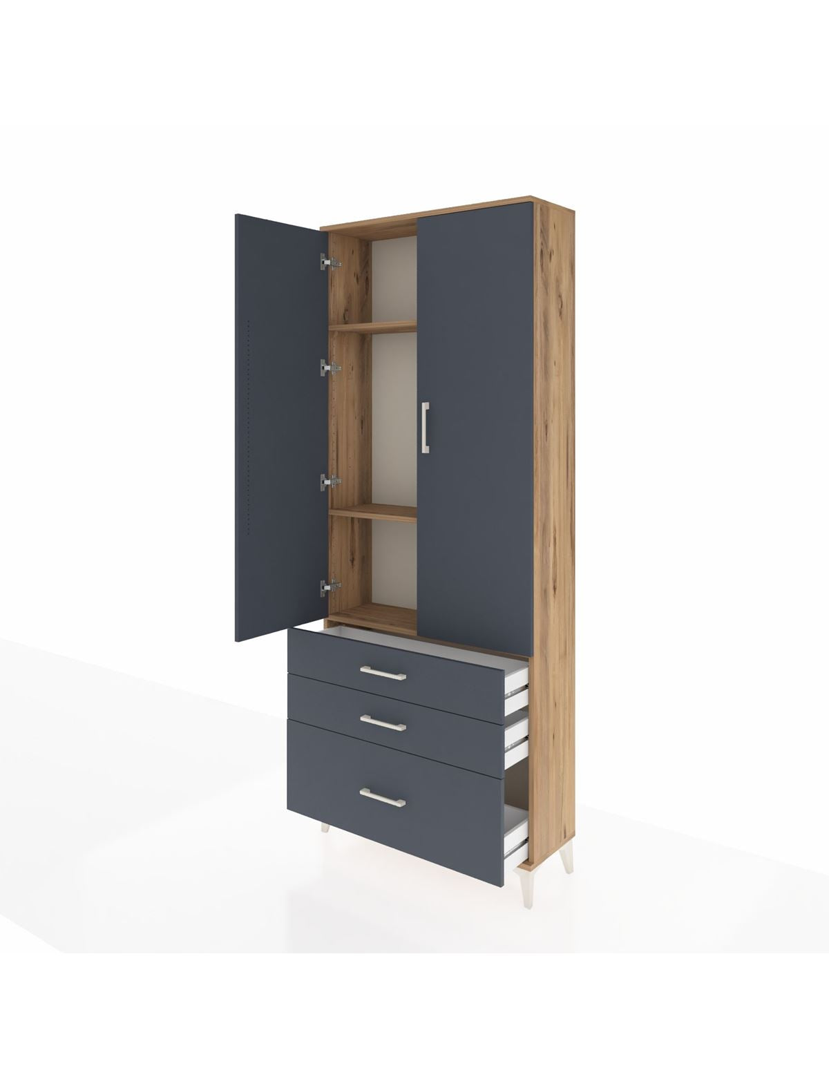 Arges Dolap 3 Raflı 3 Çekmeceli 2 Kapaklı 88x30x221 - S30M059V8A