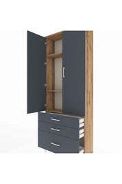 Arges Dolap 3 Raflı 3 Çekmeceli 2 Kapaklı 88x30x221 Çam-Antrasit