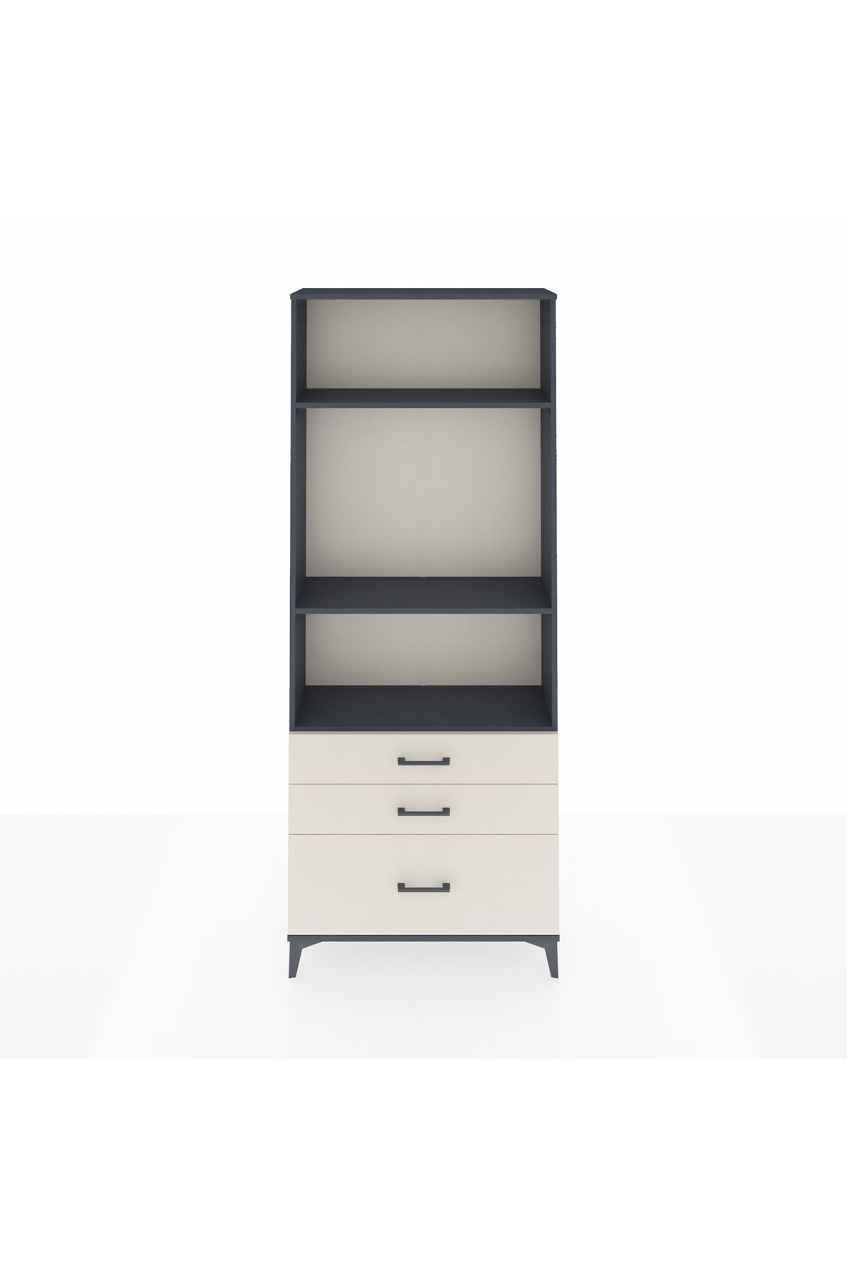 Arges Dolap 3 Raflı 3 Çekmeceli 88x30x221 Antrasit-Aytaşı
