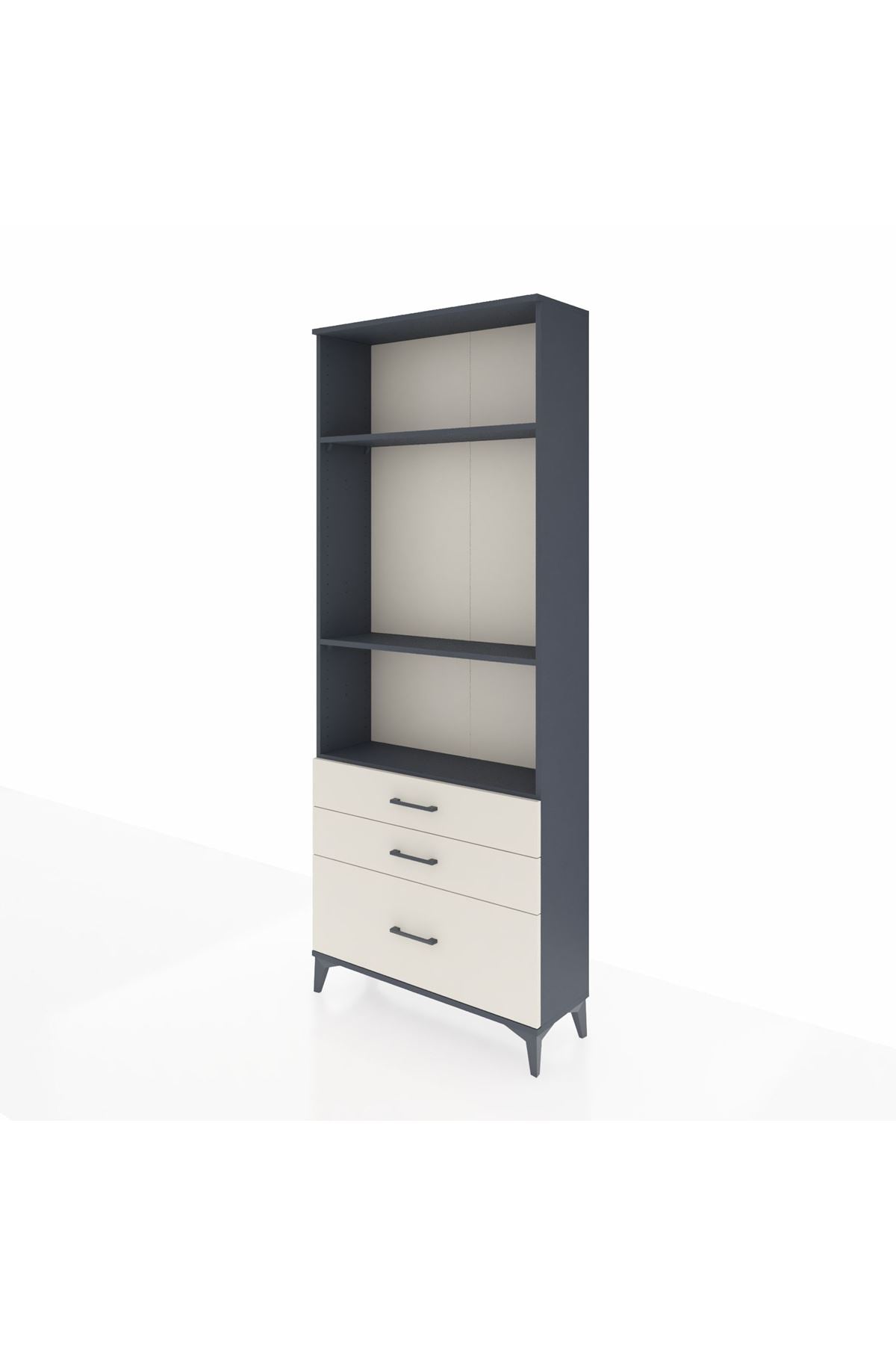 Arges Dolap 3 Raflı 3 Çekmeceli 88x30x221 Antrasit-Aytaşı