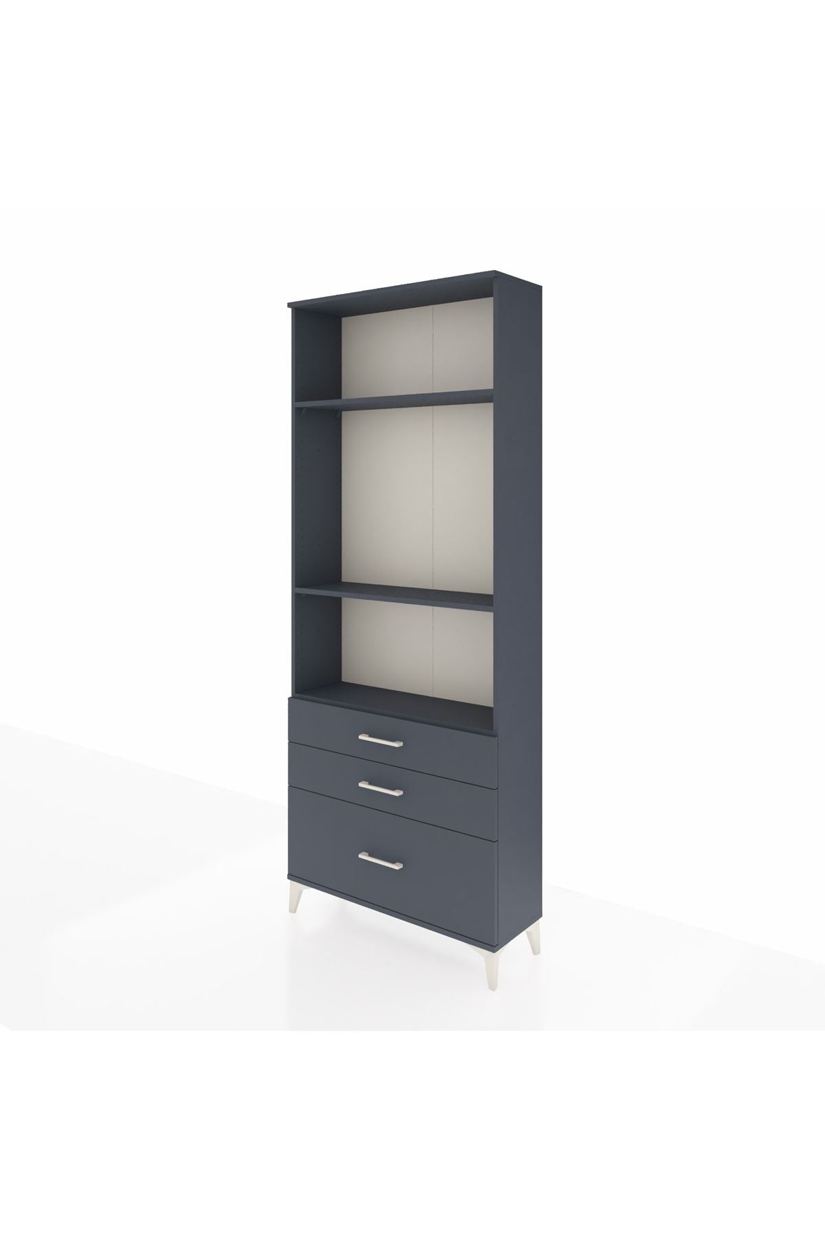 Arges Dolap 3 Raflı 3 Çekmeceli 88x30x221 Antrasit-Antrasit