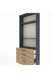 Arges Dolap 3 Raflı 3 Çekmeceli 88x30x221 Antrasit-Çam