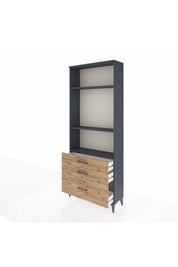 Arges Dolap 3 Raflı 3 Çekmeceli 88x30x221 Antrasit-Çam