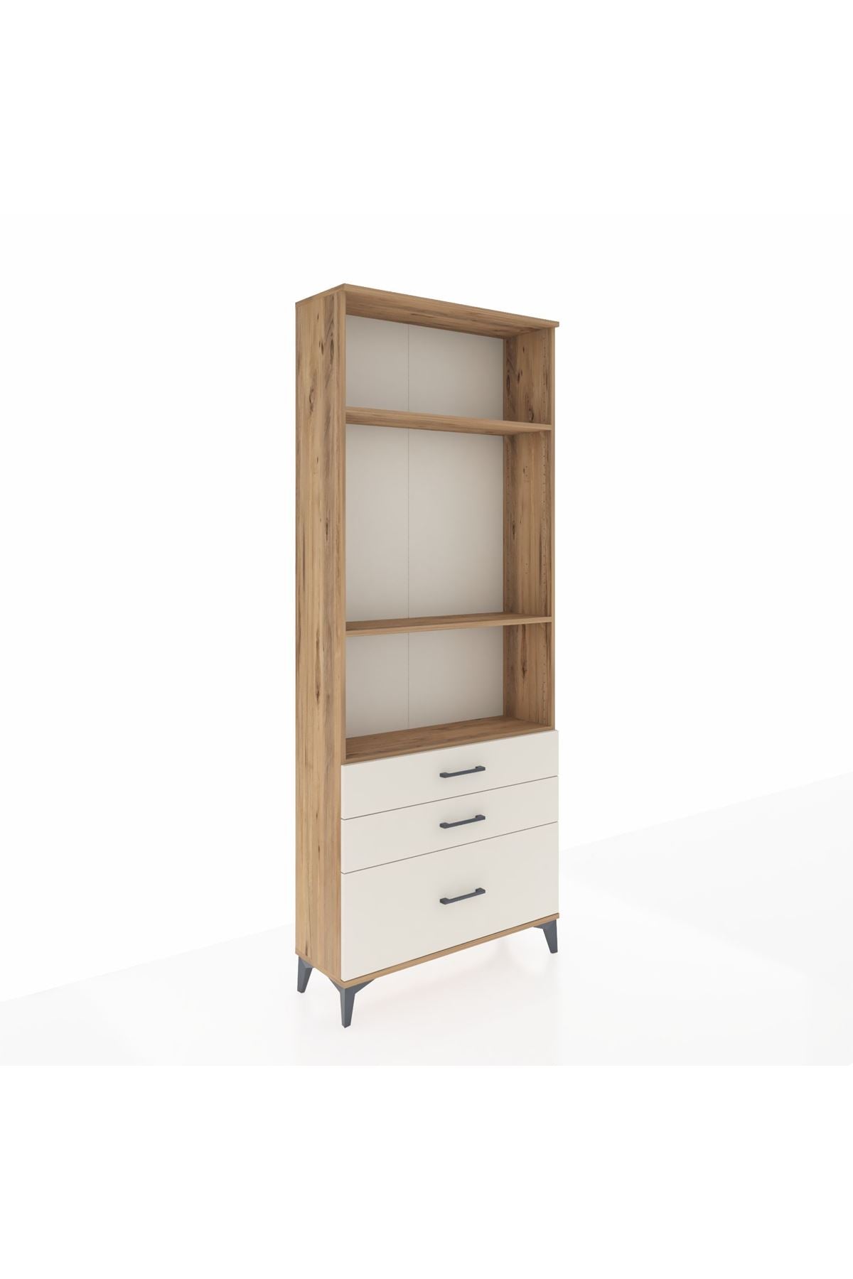 Arges Dolap 3 Raflı 3 Çekmeceli 88x30x221 Çam-Aytaşı