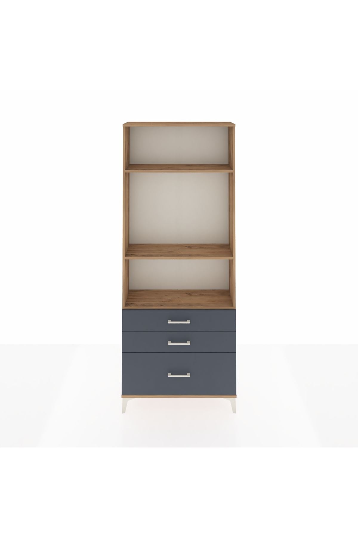 Arges Dolap 3 Raflı 3 Çekmeceli 88x30x221 Çam-Antrasit