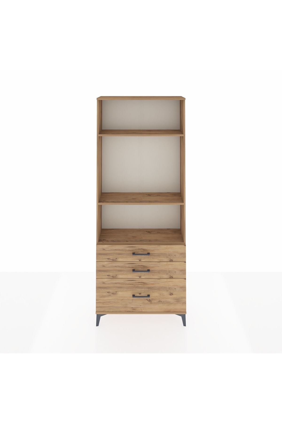 Arges Dolap 3 Raflı 3 Çekmeceli 88x30x221 Çam-Çam