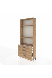 Arges Dolap 3 Raflı 3 Çekmeceli 88x30x221 Çam-Çam