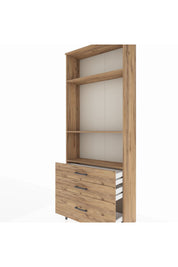 Arges Dolap 3 Raflı 3 Çekmeceli 88x30x221 Çam-Çam