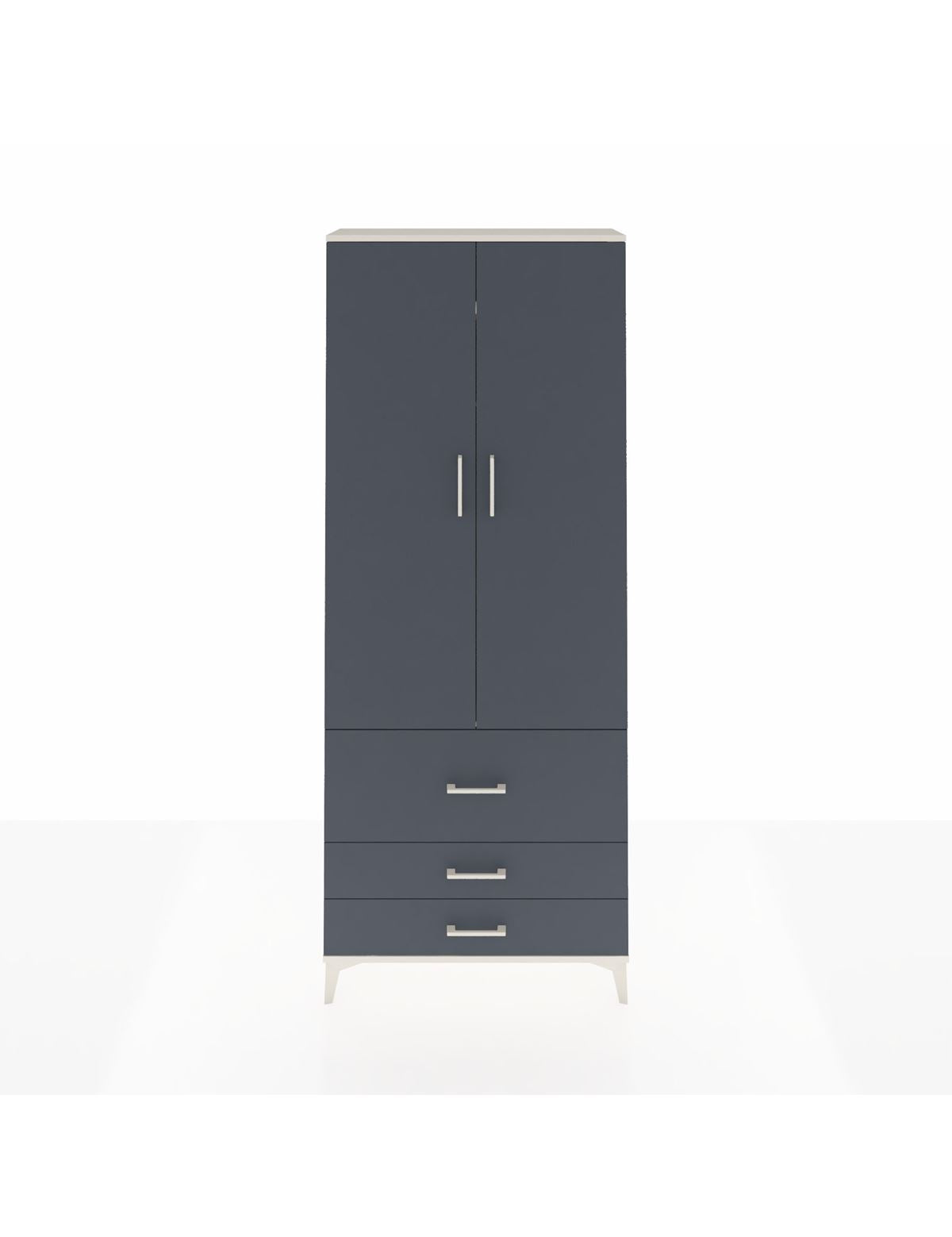 Arges Dolap 2 Raflı 3 Çekmeceli Tek Askılı 88x30x221 Aytaşı-Antrasit