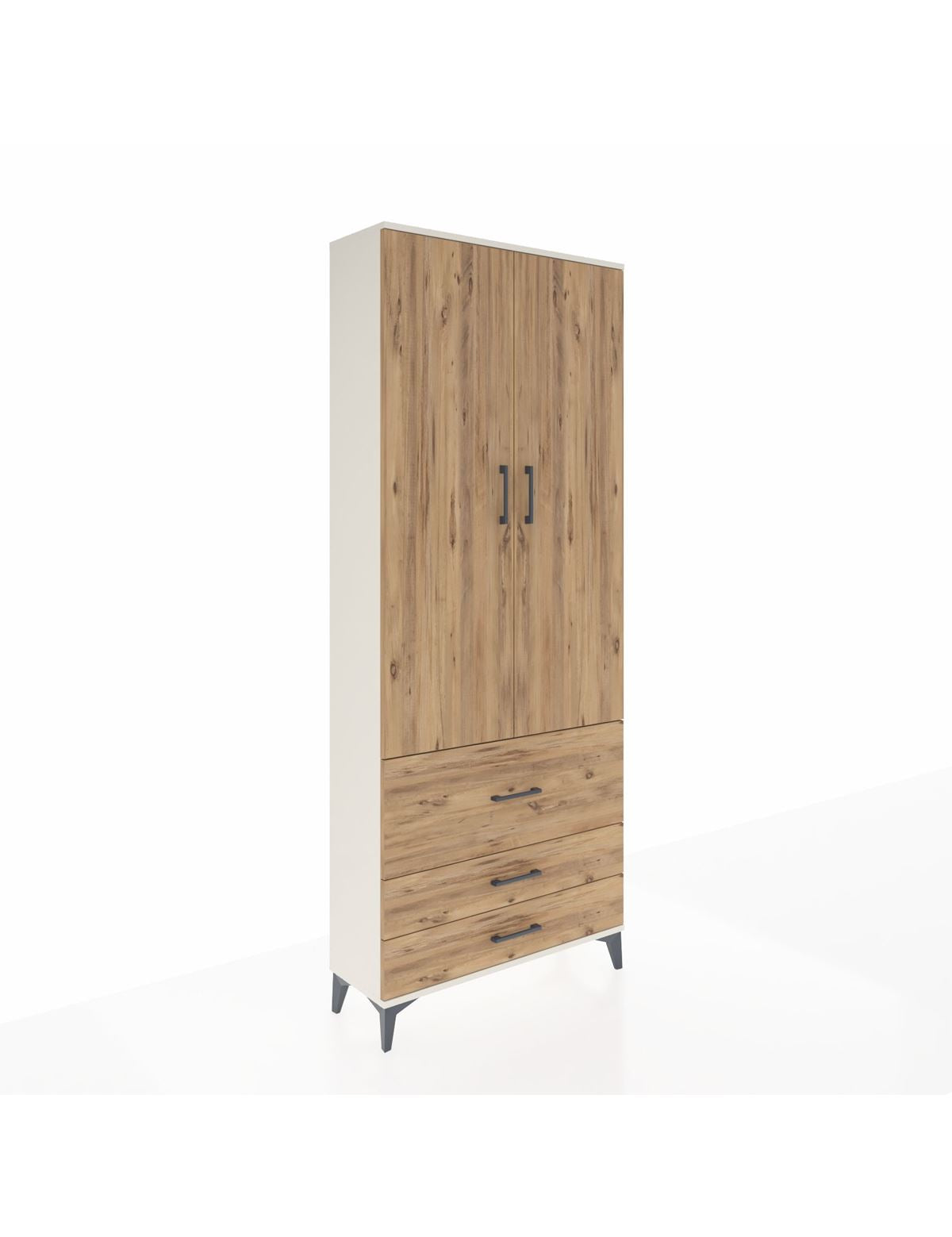 Arges Dolap 2 Raflı 3 Çekmeceli Tek Askılı 88x30x221 Aytaşı-Çam