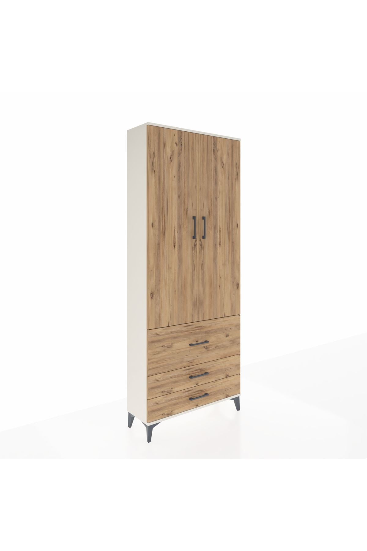 Arges Dolap 2 Raflı 3 Çekmeceli Tek Askılı 88x30x221 Aytaşı-Çam