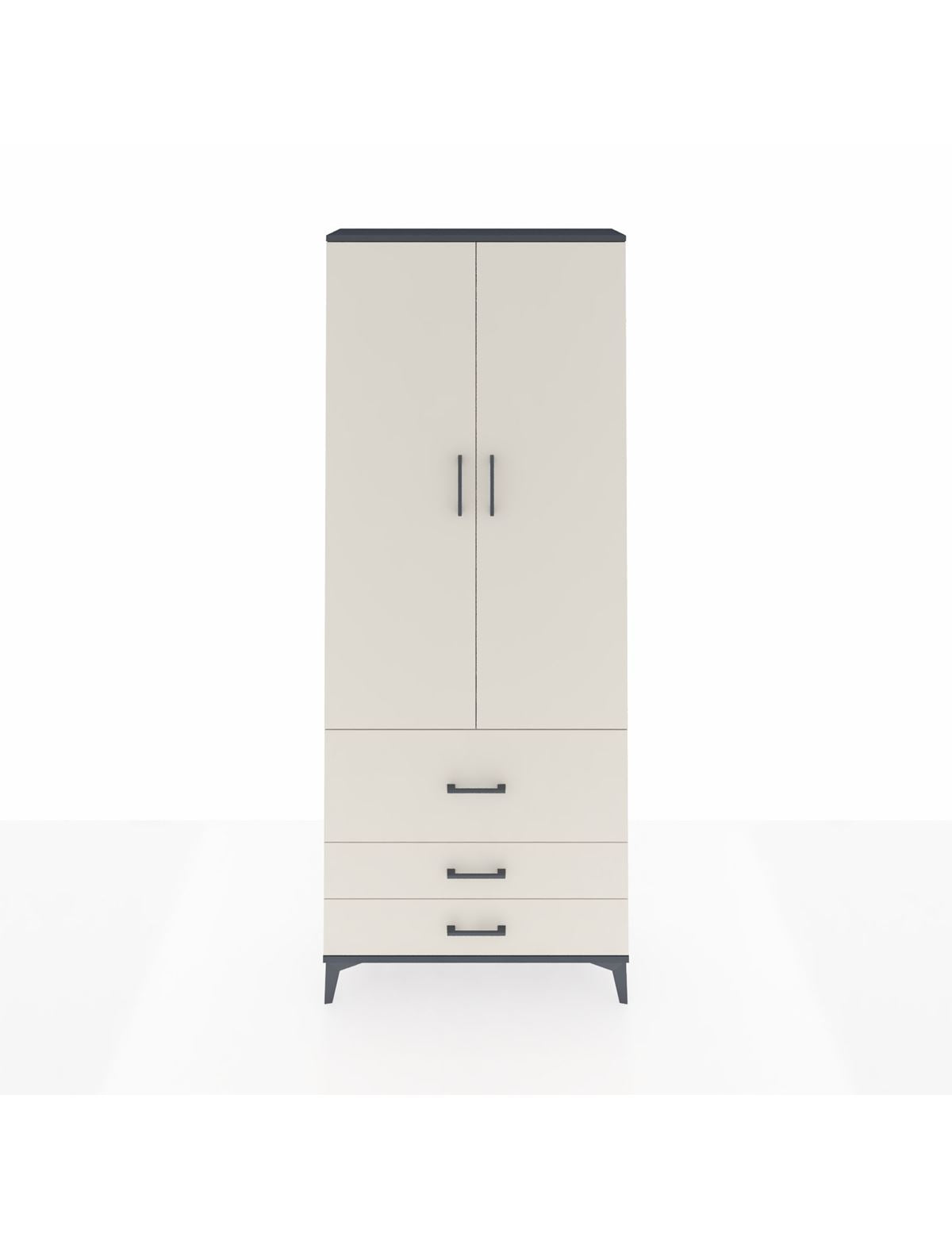 Arges Dolap 2 Raflı 3 Çekmeceli Tek Askılı 88x30x221 Antrasit-Aytaşı