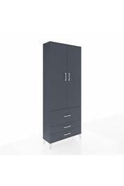Arges Dolap 2 Raflı 3 Çekmeceli Tek Askılı 88x30x221 Antrasit-Antrasit