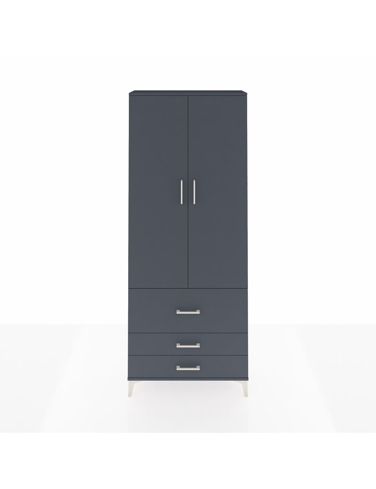 Arges Dolap 2 Raflı 3 Çekmeceli Tek Askılı 88x30x221 Antrasit-Antrasit