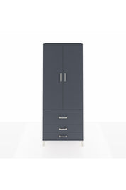 Arges Dolap 2 Raflı 3 Çekmeceli Tek Askılı 88x30x221 Antrasit-Antrasit