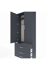 Arges Dolap 2 Raflı 3 Çekmeceli Tek Askılı 88x30x221 Antrasit-Antrasit