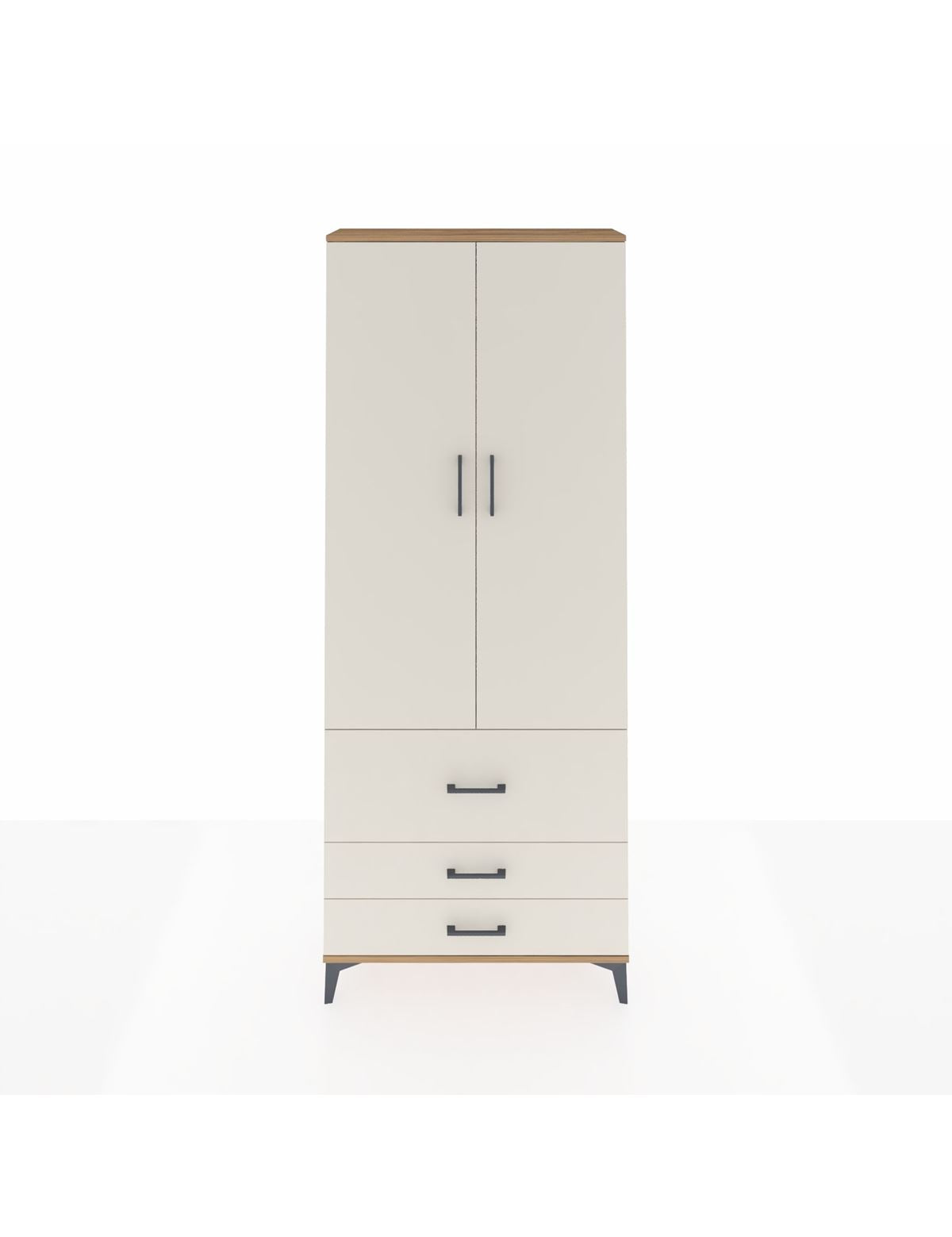 Arges Dolap 2 Raflı 3 Çekmeceli Tek Askılı 88x30x221 Çam-Aytaşı