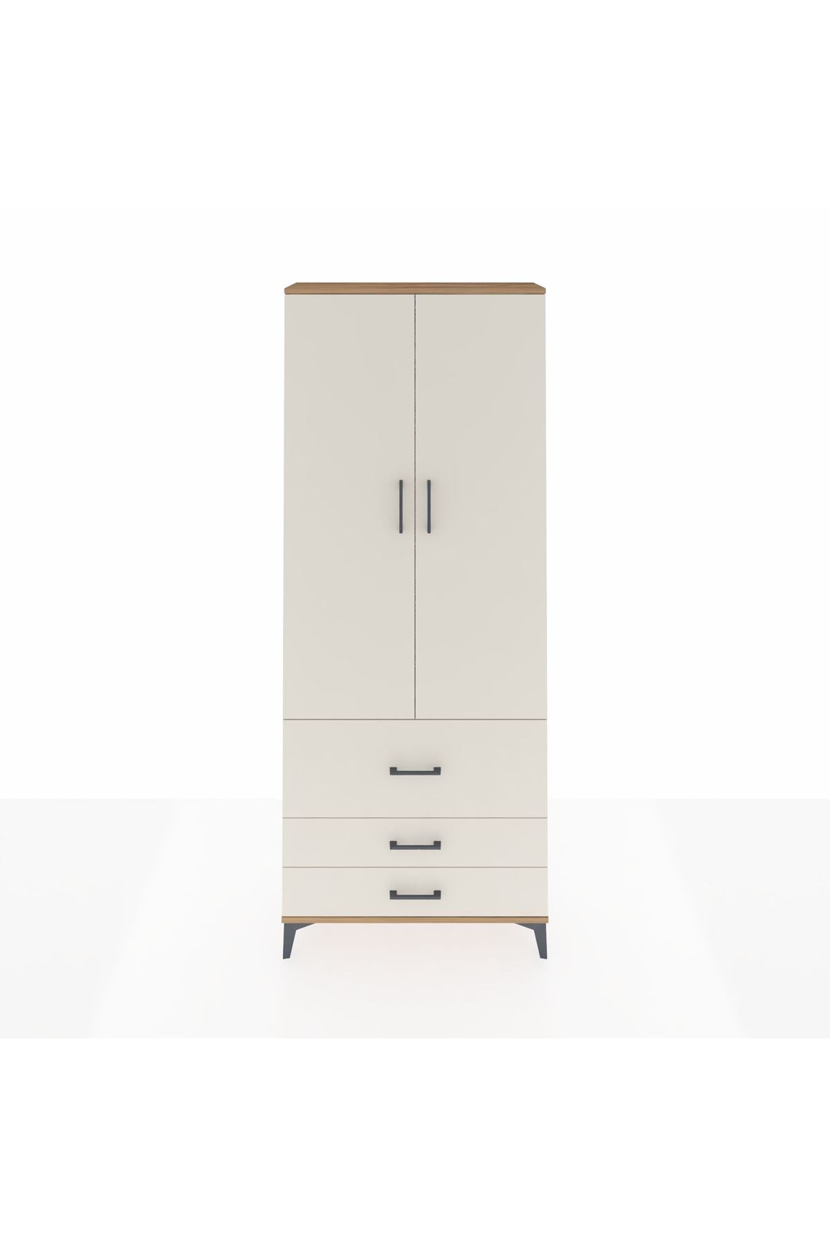 Arges Dolap 2 Raflı 3 Çekmeceli Tek Askılı 88x30x221 Çam-Aytaşı