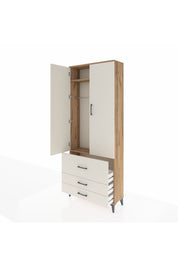 Arges Dolap 2 Raflı 3 Çekmeceli Tek Askılı 88x30x221 Çam-Aytaşı