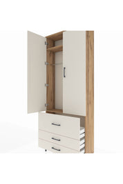 Arges Dolap 2 Raflı 3 Çekmeceli Tek Askılı 88x30x221 Çam-Aytaşı