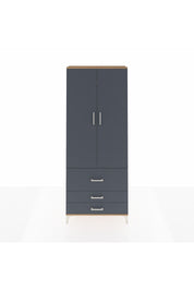 Arges Dolap 2 Raflı 3 Çekmeceli Tek Askılı 88x30x221 Çam-Antrasit