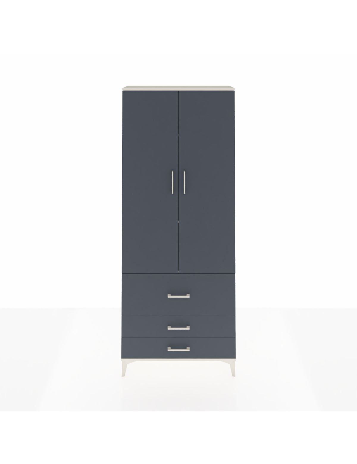 Arges Dolap 3 Raflı 3 Çekmeceli 2 Kapaklı 88x30x221 Aytaşı-Antrasit