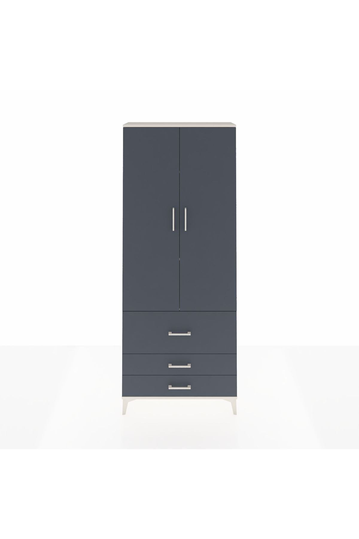 Arges Dolap 3 Raflı 3 Çekmeceli 2 Kapaklı 88x30x221 Aytaşı-Antrasit