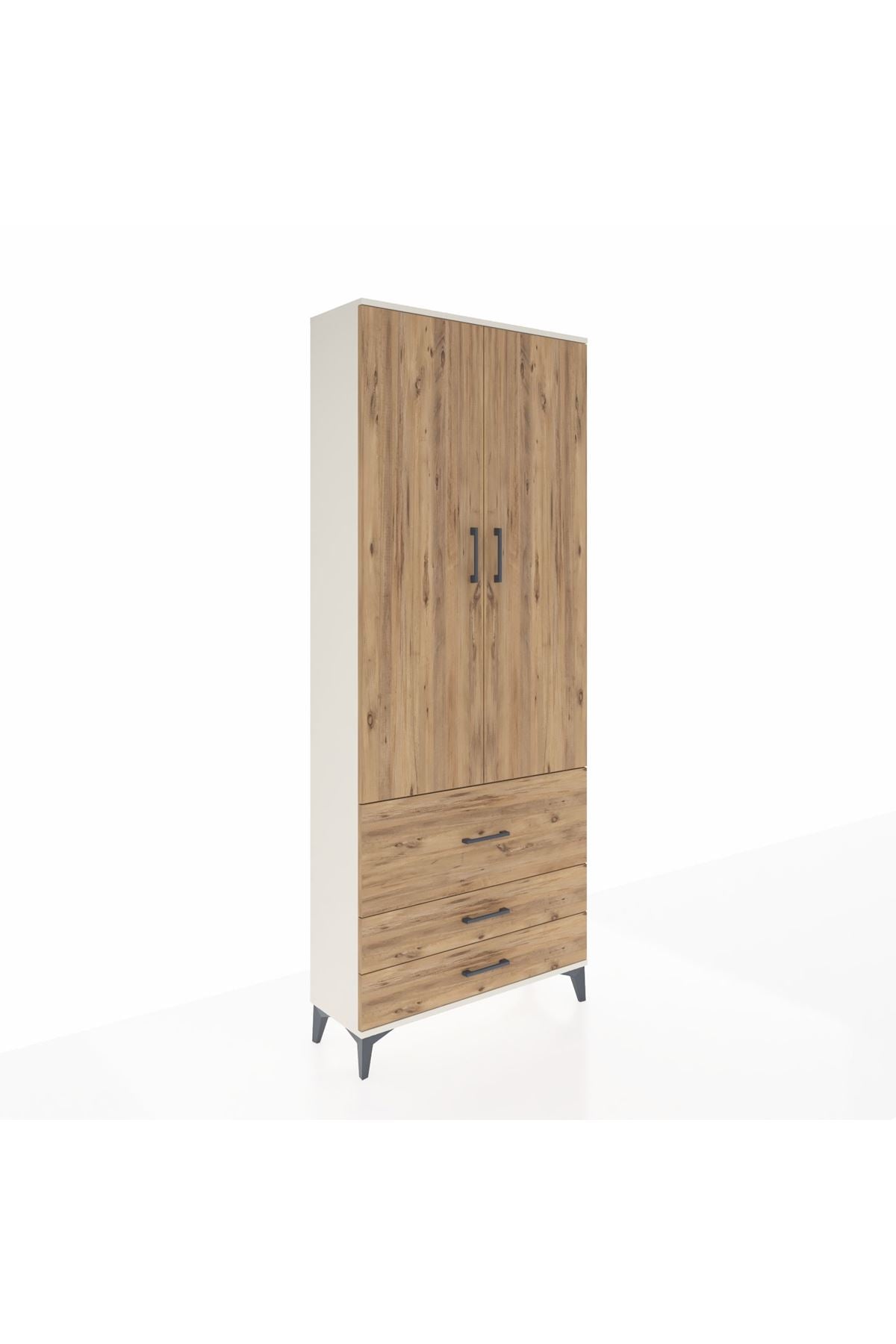 Arges Dolap 3 Raflı 3 Çekmeceli 2 Kapaklı 88x30x221 Aytaşı-Çam