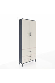 Arges Dolap 3 Raflı 3 Çekmeceli 2 Kapaklı 88x30x221 Antrasit-Aytaşı