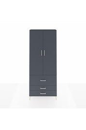 Arges Dolap 3 Raflı 3 Çekmeceli 2 Kapaklı 88x30x221 Antrasit-Antrasit