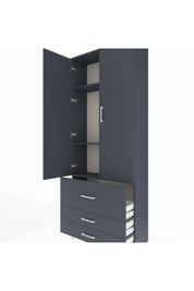 Arges Dolap 3 Raflı 3 Çekmeceli 2 Kapaklı 88x30x221 Antrasit-Antrasit