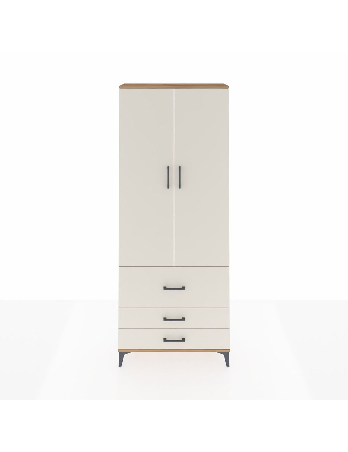 Arges Dolap 3 Raflı 3 Çekmeceli 2 Kapaklı 88x30x221 Çam-Aytaşı