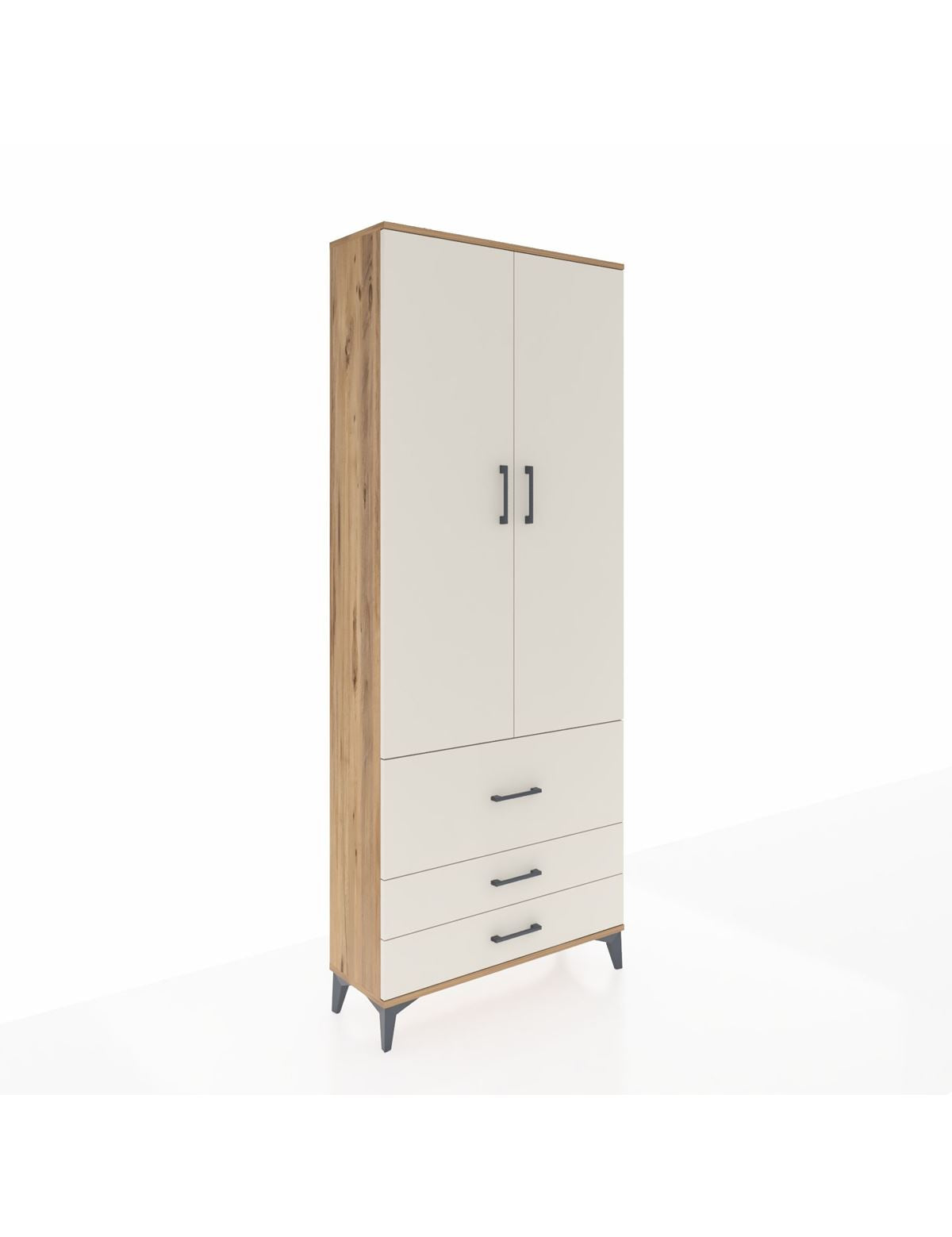 Arges Dolap 3 Raflı 3 Çekmeceli 2 Kapaklı 88x30x221 Çam-Aytaşı