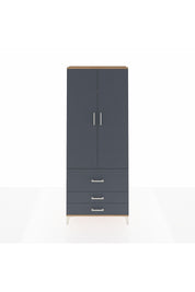 Arges Dolap 3 Raflı 3 Çekmeceli 2 Kapaklı 88x30x221 Çam-Antrasit