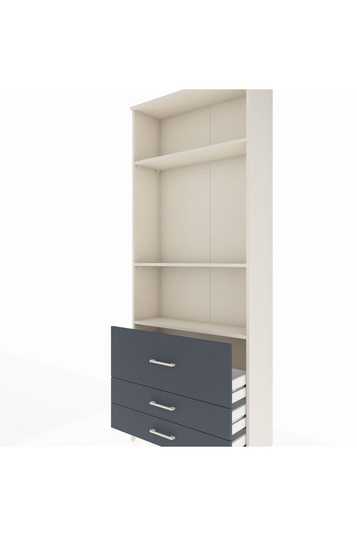 Arges Dolap 3 Raflı 3 Çekmeceli 88x30x221 Aytaşı-Antrasit