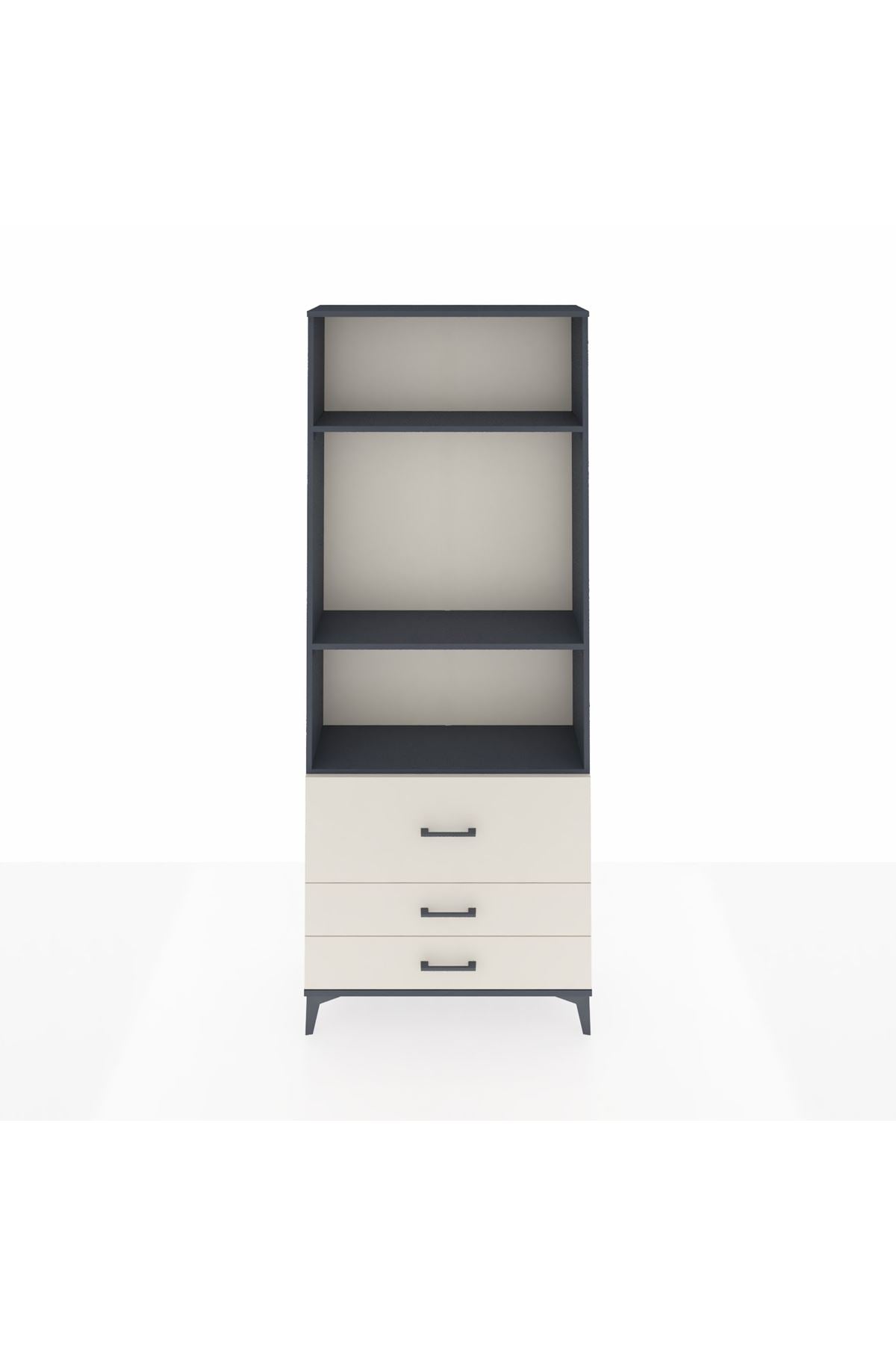 Arges Dolap 3 Raflı 3 Çekmeceli 88x30x221 Antrasit-Aytaşı