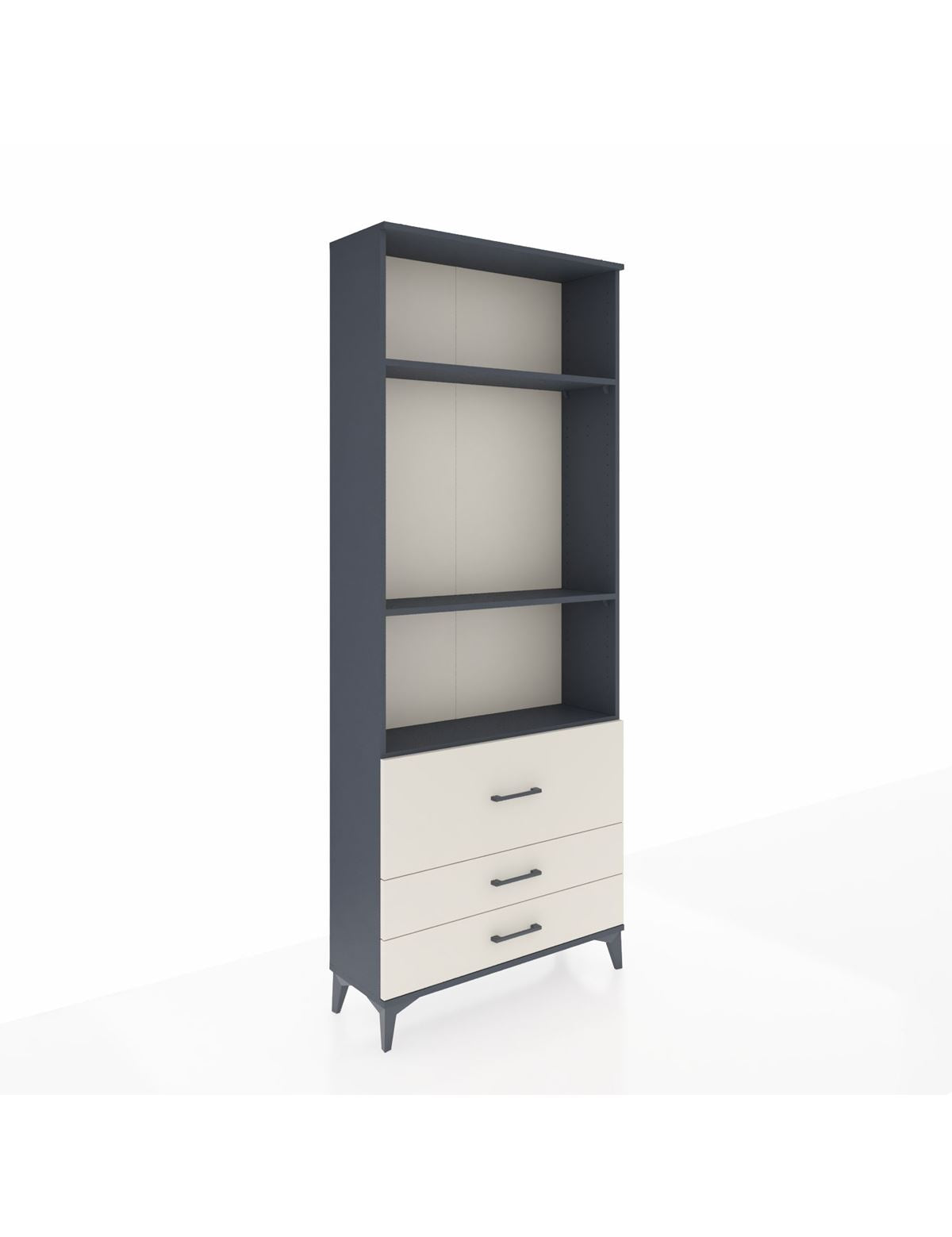 Arges Dolap 3 Raflı 3 Çekmeceli 88x30x221 Antrasit-Aytaşı