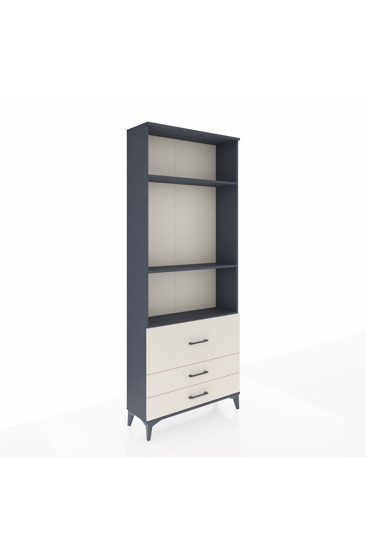 Arges Dolap 3 Raflı 3 Çekmeceli 88x30x221 Antrasit-Aytaşı