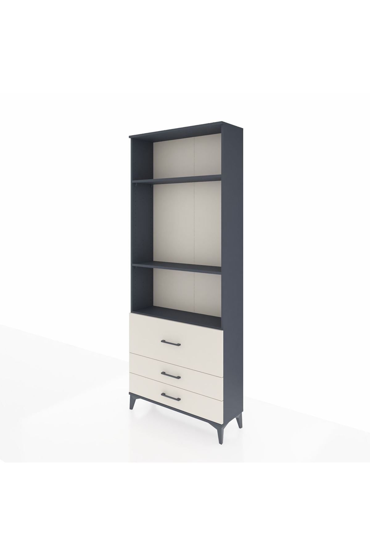 Arges Dolap 3 Raflı 3 Çekmeceli 88x30x221 Antrasit-Aytaşı