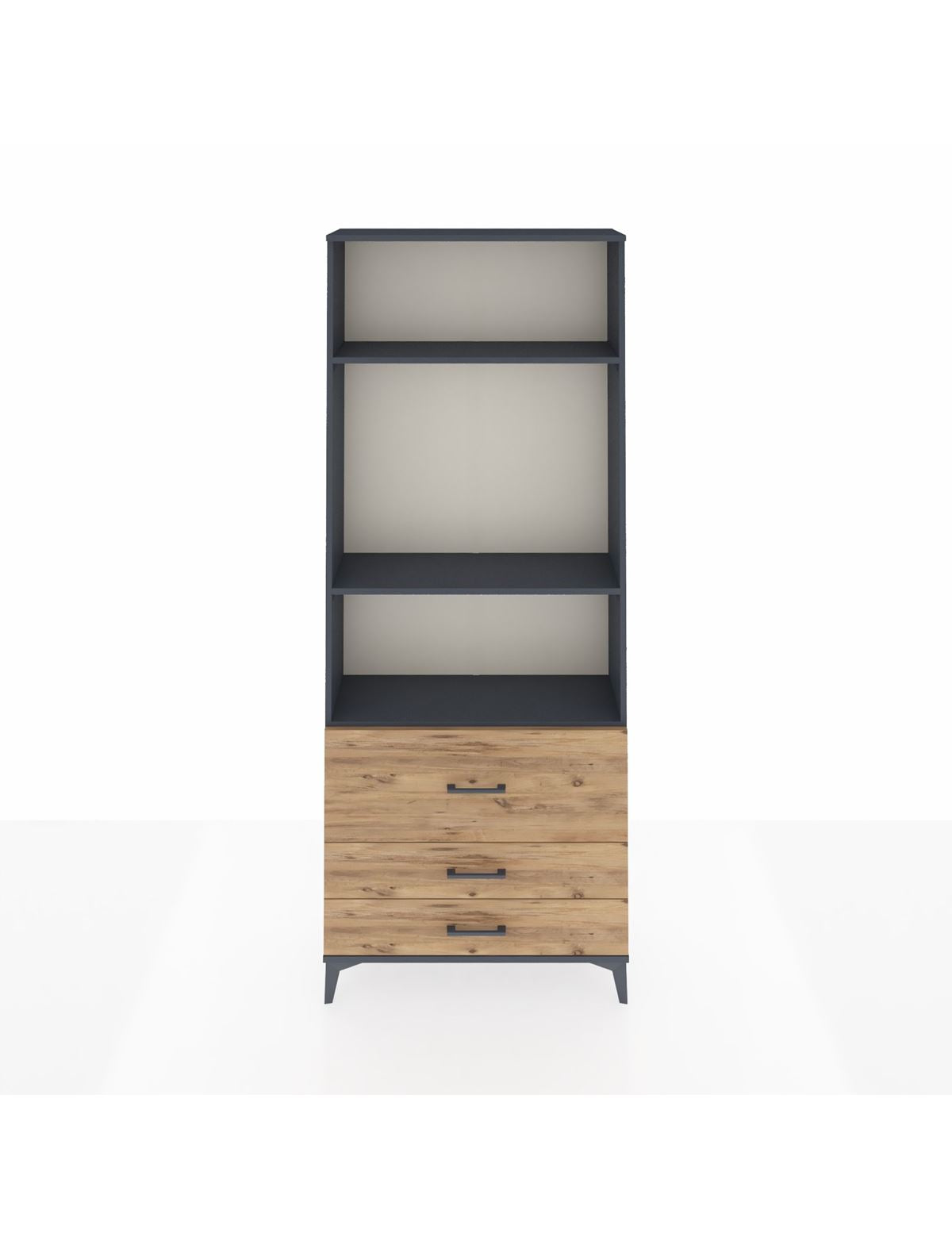 Arges Dolap 3 Raflı 3 Çekmeceli 88x30x221 Antrasit-Çam