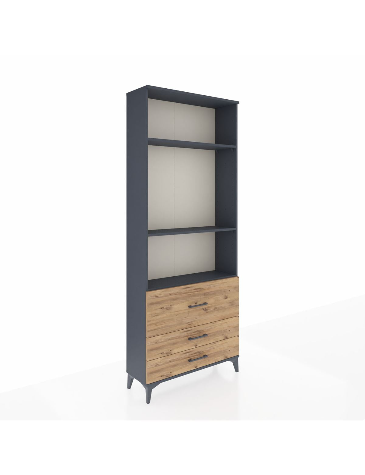 Arges Dolap 3 Raflı 3 Çekmeceli 88x30x221 Antrasit-Çam