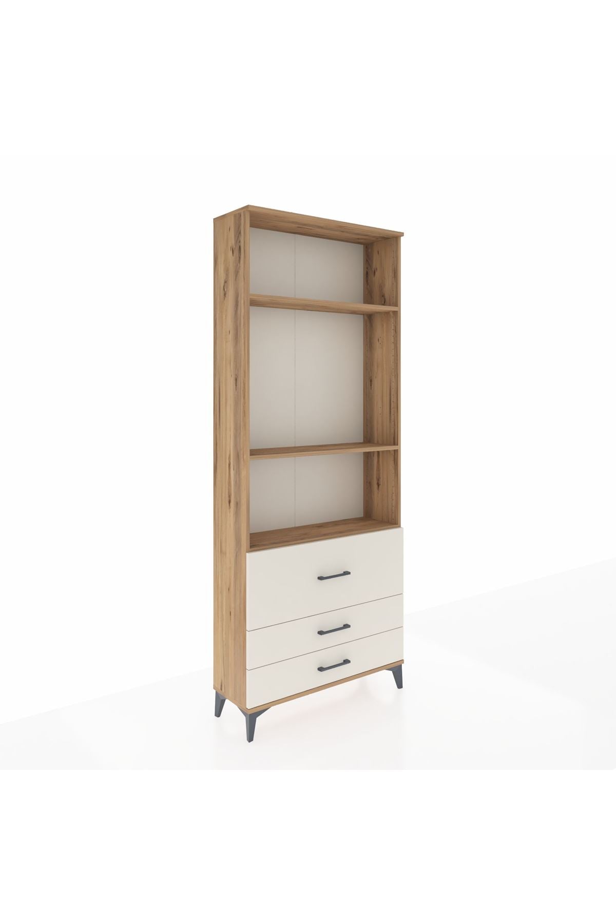 Arges Dolap 3 Raflı 3 Çekmeceli 88x30x221 Çam-Aytaşı