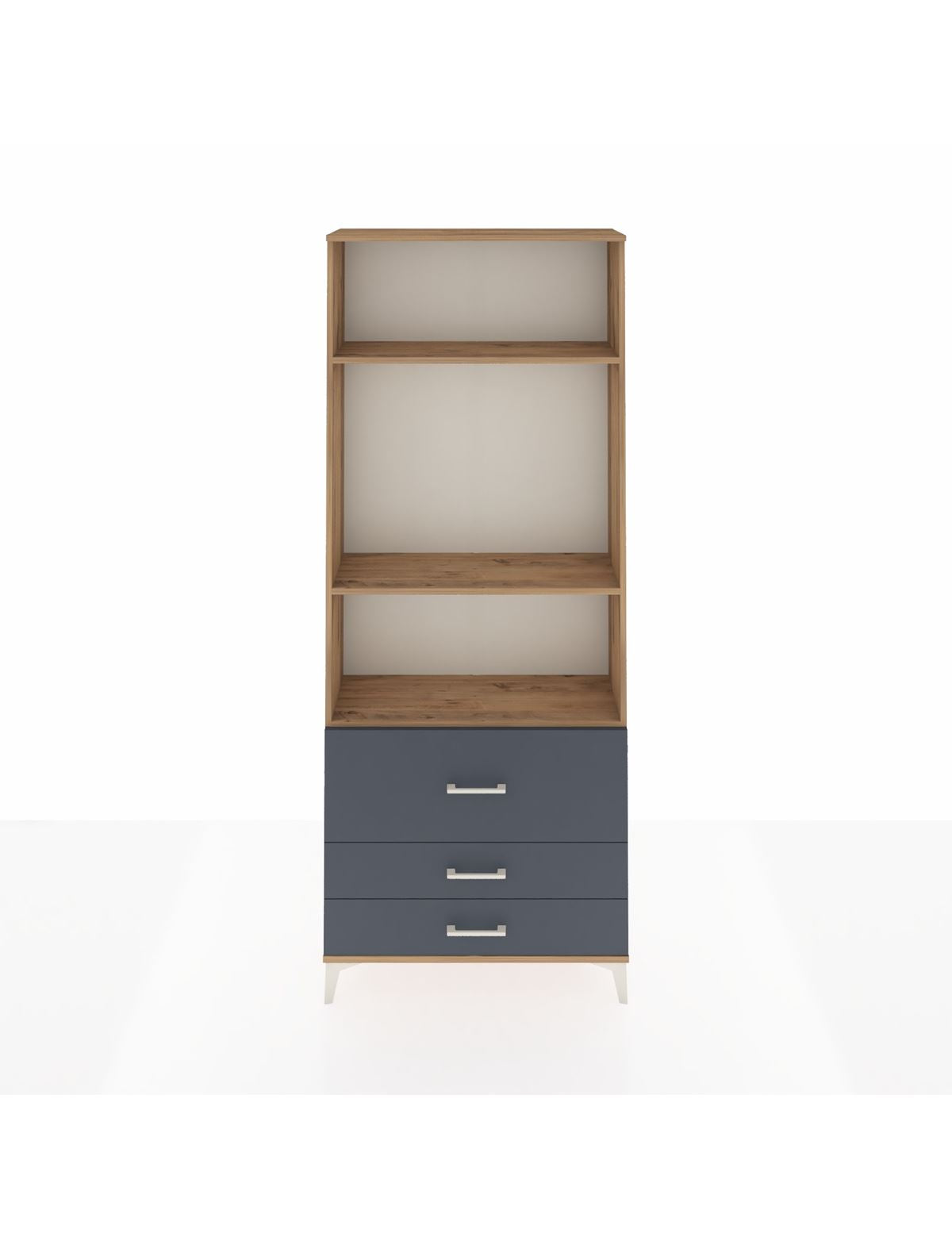 Arges Dolap 3 Raflı 3 Çekmeceli 88x30x221 Çam-Antrasit